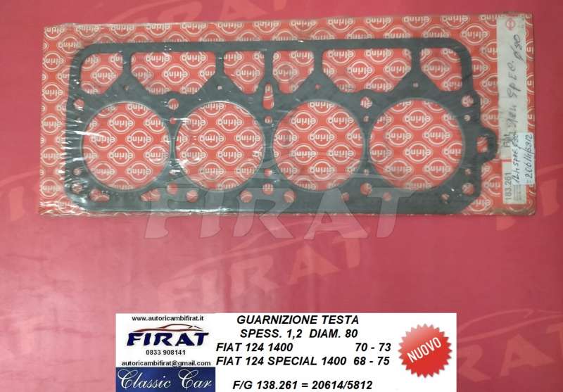 GUARNIZIONE TESTA FIAT 124 1400 (20614/5812)